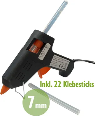 Produktbild von Heißklebepistole Heißklebegerät Heißkleber Klebesticks für 7mm DIY klein + 22 Klebestifte