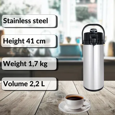 Immagine prodotto di Caraffa termica con dosatore in acciaio inox, capacità: 2,2 litri