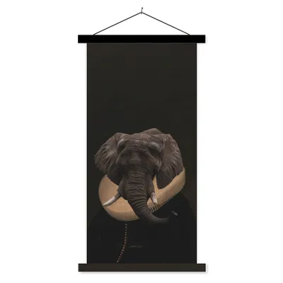 Produktbild von MuchoWow® Textilposter Elefant - Kunst - Tiere 60x120 cm mit schwarzem Rahmen - Magnete