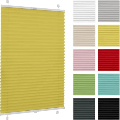 Obrázok produktu pre Plissee Estika bez vŕtania – 50 cm cm x 230 cm cm – Žltá – Jednoduchá montáž pomocou úchytov