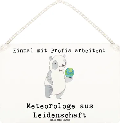 Produktbild von Mr. & Mrs. Panda Schild Meteorologe Leidenschaft DIN A6 - Weiß - Geschenk, Türschild, holzbild, hängeschild, Holzschild, Dekoschild