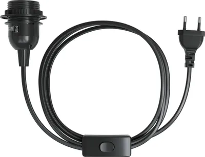 Immagine prodotto di EAZY CASE 1x portalampada E27 con cavo di 5 m, in plastica, con interruttore on/off, adattatore di base in nero