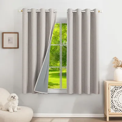 Obrázok produktu pre Záclony zatemňovacie, 140 x 120 cm, 100% svetlosvody, vzhľad lnu, vhodné do spálne