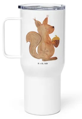 Produktbild von Mr. & Mrs. Panda thermosbecher Eichhörnchen Weihnachten - Weiß - Geschenk, Vogel, Thermobecher, Mehrwegbecher, Frohe, Kaffee-to-go-Becher, Weihnachtsgruß, Trinkgefäß