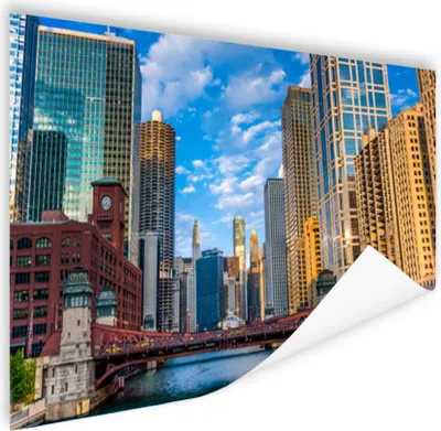 Produktbild von MuchoWow® Poster Chicago - Fluss - Architektur 60x40 cm - Schlafzimmerdekoration