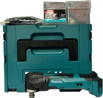 Immagine prodotto di Utensile multifunzione a batteria Makita 18V (senza batteria, senza caricabatterie) + set di accessori da 40 pezzi