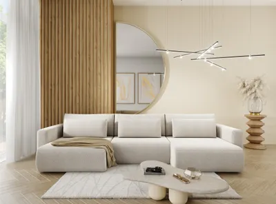 Produktbild von Wohnlandschaft Sofa mit Schlaffunktion CHAIRA Stoff Curio Hellgrau