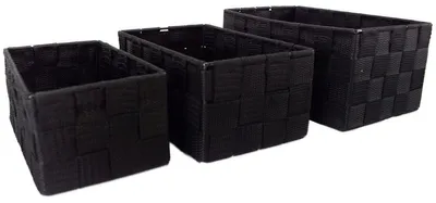 Produktbild von 3er-Set geflochtene Aufbewahrungsboxen für Badezimmer Textil-Körbe