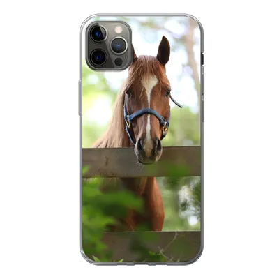 Produktbild von MuchoWow® Handyhülle Schutzhülle Hülle für iPhone 12 Pro Max Pferd - Natur - Zaun Silikon Softcase Handy Hülle - Hartschale