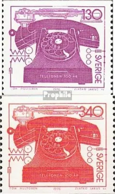 Produktbild von Briefmarken Schweden 1976 Mi 939-940 (kompl.Ausg.) postfrisch 100 Jahre Telefon