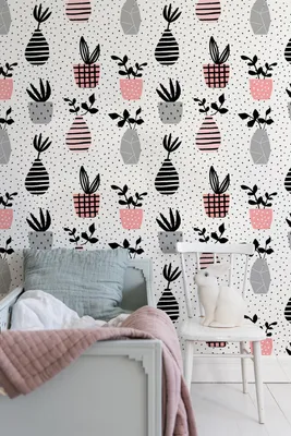 Produktbild von Coloray Fototapete 152x104 cm Vlies-Fototapete - Töpfe auf Punkten Vektor minimalistisch