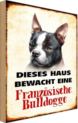 Produktbild von vianmo Holzschild 30x20 cm Hund Haus bewacht französisch Bulldogge Tier Haustier