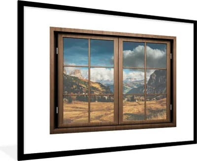 Produktbild von MuchoWow® MuchoWow® Gerahmtes Poster Aussicht - Weg - Berg 90x60 cm - Poster mit zchwarzem Bilderrahmen - Wanddekoration - Fotos