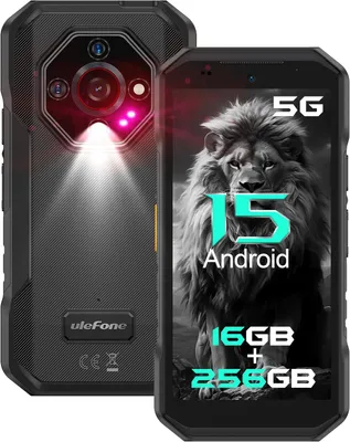 Produktbild von Ulefone Armor X32 Pro 5G Outdoor Handy mit Blendschutz Taschenlampe, 16GB+256GB 64MP+16MP+25MP Android 15 Smartphone 3-Slots, OTG/NFC, Schwarz