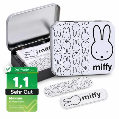 Produktbild von Miffy Kinderpflaster Lizensiertes Produkt - Metall-Box - 24 Pflaster - Schönes Design Pflaster Aufbewahrungsbox für Kinder - 1 Box