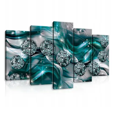 Produktbild von Leinwandbilder Abstrakt blau Diamanten SET 100x60 cm 5 teilig Modern Canvas Bilder Leinwandbild Leinwand Bilder Schlafzimmer Wohnzimmer Wandbilder Kunstdruck Wand Bild auf Leinwand Aufhängefertig