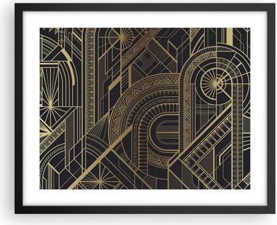 Produktbild von Gerahmtes Poster - Schwarzer Rahmen - Ornament Gold Schwarz - 50x40 cm - Wand Bild - Wanddeko - Wandbilder - Kunstposter - Wandposter - Bilderrahmen - Bilder - Kunstdruck - P2BAA50x40-4522