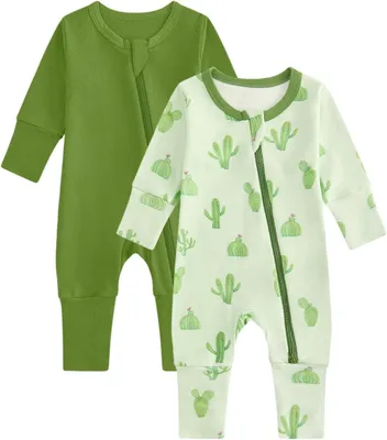 Productafbeelding van Pasgeborenen - van 2 stuks - Katoen - Lange mouwen - Ritssluiting - Romper met voeten - Kleding voor baby's - Jongens en meisjes