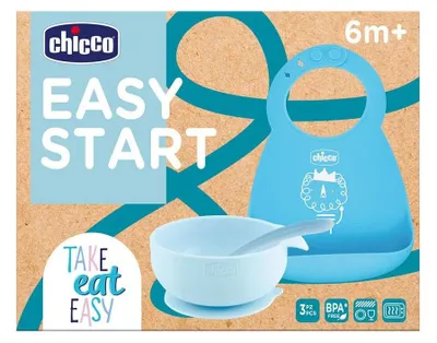 Produktbild von Chicco Silikon Mahlzeiten-Set, 3-Tlg 6M+ Blau