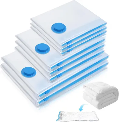 Imagen del producto de Bolsas de vacío para ropa, juego de 8 unidades, diferentes tamaños, reutilizables, ideales para viajes