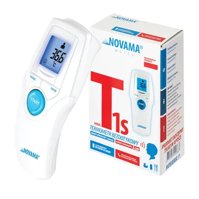 Obrázek produktu pro Bezkontaktní teploměr Novama Bílý T1s - Dotykový bezpečný teploměr s rychlým měřením teploty pro precizní výsledky. Jasný LCD displej a praktické funkce pro každodenní použití.