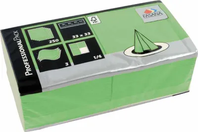 Produktbild von 250 Stück Zelltuch-Servietten, 3-lagig, 1/4 Falz, 33x33cm, grün