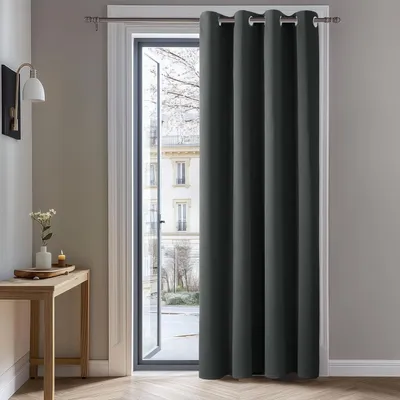 Obrázok produktu pre Zatemňovacia záclona, nepriehľadná, rozmer 214 x 132 cm, tmavosivá, 1 kus, s okami, termoizolačná