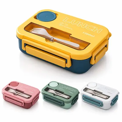 Produktbild von KANDONEX Brotdose mit Fächern 1300ml – Große Lunchbox Erwachsene & Kinder mit 4 Unterteilungen, Bento Box Mikrowellengeeignet, Jausenbox Vesperbox