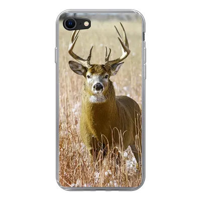 Produktbild von MuchoWow® Handyhülle Schutzhülle Hülle für iPhone SE 2020 Hirsche - Gras - Herbst - Tiere - Natur - Geweih Silikon Softcase Handy Hülle - Kartenbesitzer