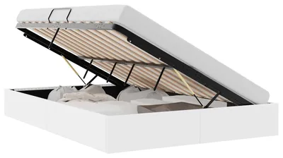 Immagine prodotto di Letto contenitore vidaXL, bianco puro, 153 x 203 cm, rivestito in ecopelle
