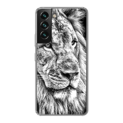 Produktbild von MuchoWow® Handyhülle Schutzhülle Hülle für Samsung Galaxy S22 Porträt - Löwe - Schwarz und weiß Silikon Softcase Handy Hülle - Mobiltelefonhülle