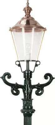 Image de Casa Padrino Lanterne de jardin Art Nouveau Vert / Cuivre 42 x 29 x H. 210 cm - Lampadaire de jardin en aluminium peint par poudrage - Eclairage nostalgique - Luminaires nostalgiques