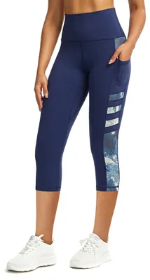 Produktbild von Sportlegging mit Tasche, hohe Taille, 3/4, dunkelblau, M, für Fitness