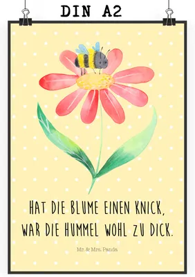 Produktbild von Mr. & Mrs. Panda Bild Hummel Blume DIN A2 - Gelb Pastell - Geschenk, Hummeln, Lustige Sprüche, Wespe, wanddeko, Deko, Plakat, drucke, Natur, Kunstdruck, Biene