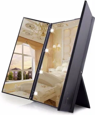 Image de Miroir de maquillage électrique, éclairage à 8 LED, fonctionnant sur piles, idéal pour les voyages ou la salle de bains