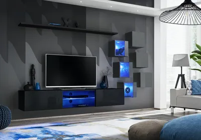Zdjęcie produktu dla Szafka RTV Szafka wisząca Kredens zestaw Nowoczesne półki Designerski komplet