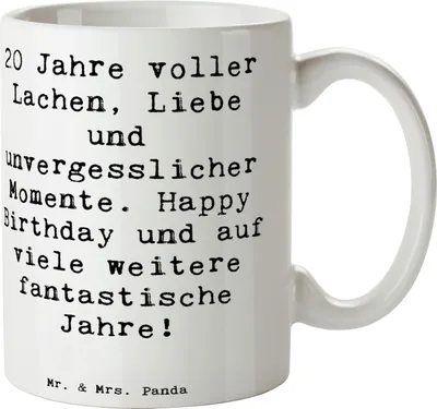 Produktbild von Mr. & Mrs. Panda Kaffeebecher Spruch 20. Geburtstag Feiern - Weiß - Geschenk, Kaffeetasse, Feier, Alter, Henkelpott, Geburtstagsgeschenk, Dekorationen, Tasse, Freund
