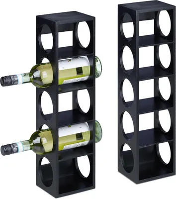 Produktbild von relaxdays Czarny stojak na wino zestaw 2