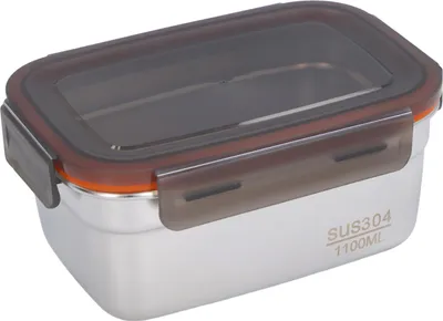 Imagen del producto de Contenedor de alimentos de acero inoxidable, multiuso, seguro, ecológico, a prueba de fugas, rectangular, de 1100 ml, 18,5 x 10 x 8,5 cm / 7,3 x 3,9 x 3,3 pulgadas