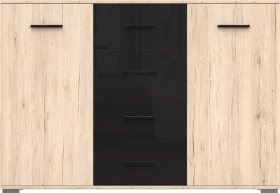 Produktbild von Kommode Sideboard Anrichte mit 4 Schubladen und 2Türen 135cm San Remo Sand/Schwarz Bari 2D4S