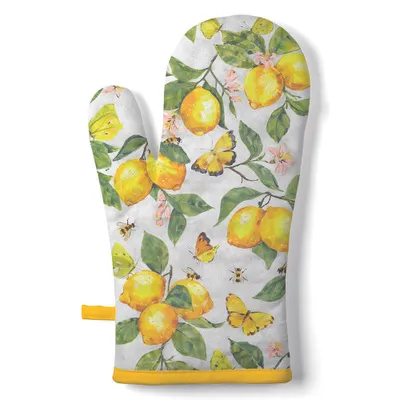Imagen del producto de Ambiente. Guante de horno con diseño de limones. 18x30 cm. Blanco