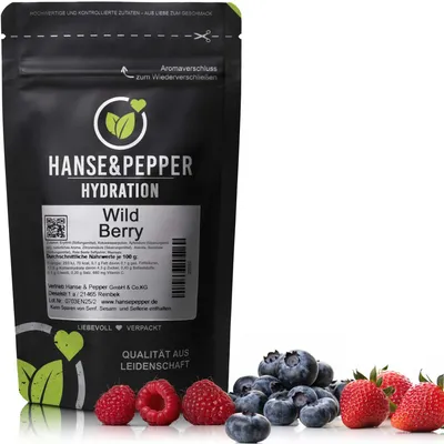 Produktbild von 90g (ca. 7.5 L Getränk) Hydration Pulver Wild Berry Geschmack mit Vitamin C aus Acerola & Kokoswasserpulver