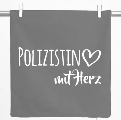 Produktbild von Huuraa Kissenbezug Polizistin mit Herz 40x40cm Steel Grey Baumwolle Dekokissenbezug Geschenkidee