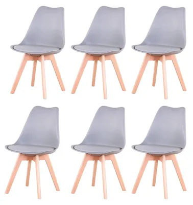 Produktbild von Esszimmerstühle - Set mit 6 Esszimmerstühlen - Stühle - Sitzfläche aus Kunstleder - Beine aus Buchenholz - Ergonomisch