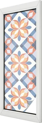 Zdjęcie produktu dla Folia witrażowa - 146x50 cm - wzór witrażowy - nieprzezroczysta dekoracyjna folia do ochrony prywatności - samoprzylepna, ochrona przed promieniowaniem UV - kolorowa symetria