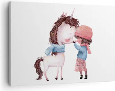 Produktbild von Bild auf Leinwand - Leinwandbild - Einteilig - Einhorn Mädchen Kinder - 70x50cm - Wand Bild - Wanddeko - Wandbilder - Leinwanddruck - Bilder - Wanddekoration - Leinwand bilder - AA70x50-4733