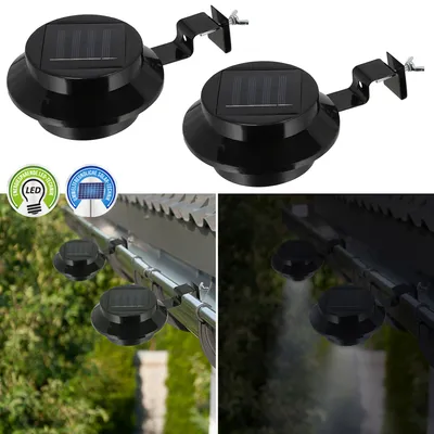 Produktbild von Solar Dachrinnenleuchte 2er Set Dachrinnenbeleuchtung Lampe LED Leuchte Outdoorlicht