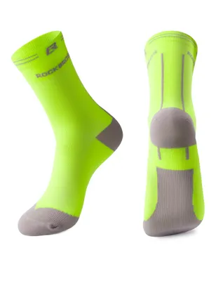 Produktbild von ROCKBROS 1 Paar Fahrradsocken Atmungsaktiv Schnelltrocknend Socken für Radsport MTB Outdoor Herren Damen Neongrau L