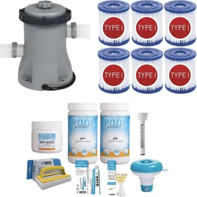 Zdjęcie produktu dla WAYS - Pielęgnacja basenu - Zestaw mały z pompą filtrującą 1249 l/h i 6 filtrami typu I