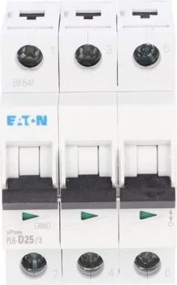 Obrázek produktu pro Nadproudový jistič 3P D 25A 6kA AC PL6-D25/3 286615 Eaton